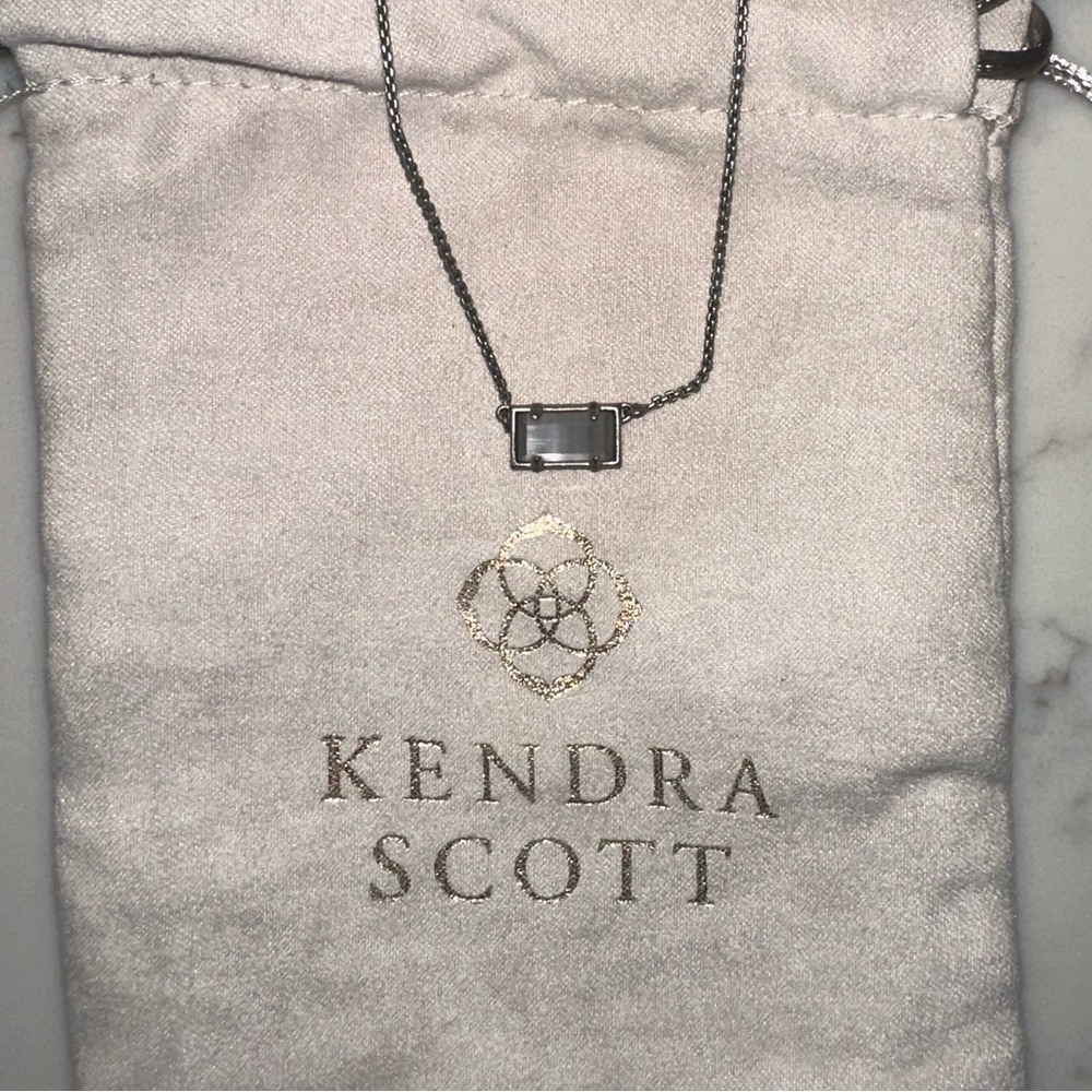 Kendra Scott Silver Necklace with Rectangular Pendant